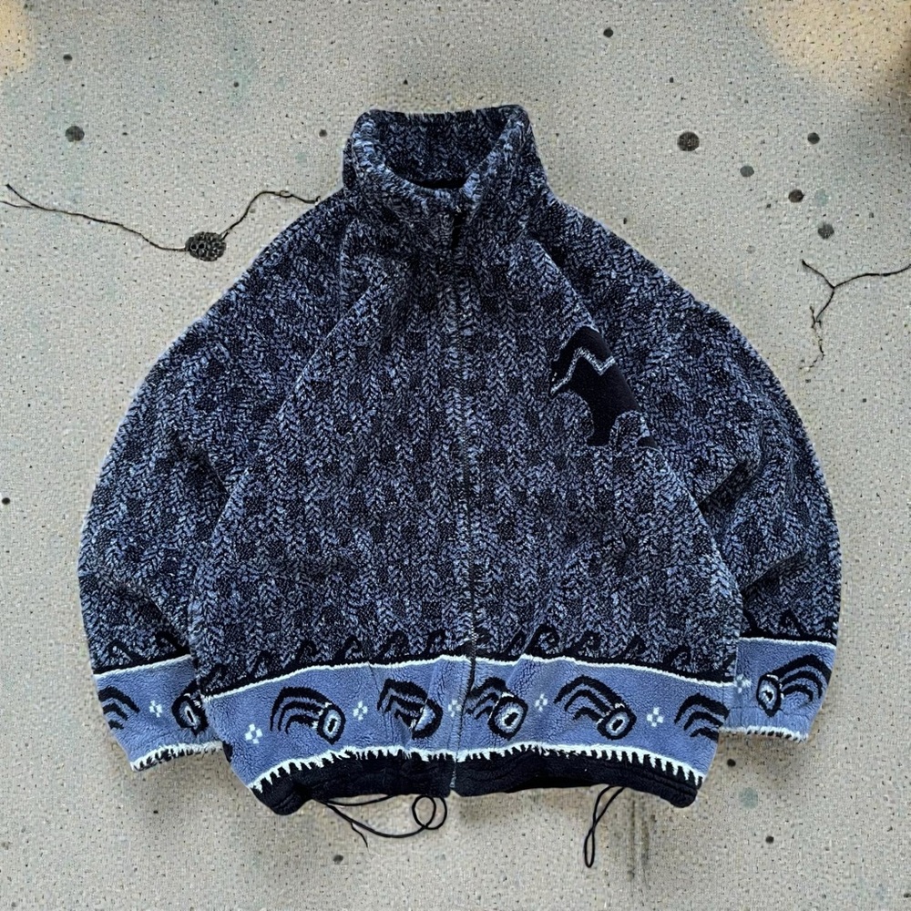 vintage blue bear thick fleece